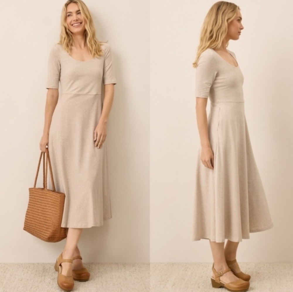 Pact Women's Cream Knit Midi Dress